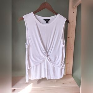 Simply Vera By Vera Wang White Sleeveless Twist Front Top Size Large